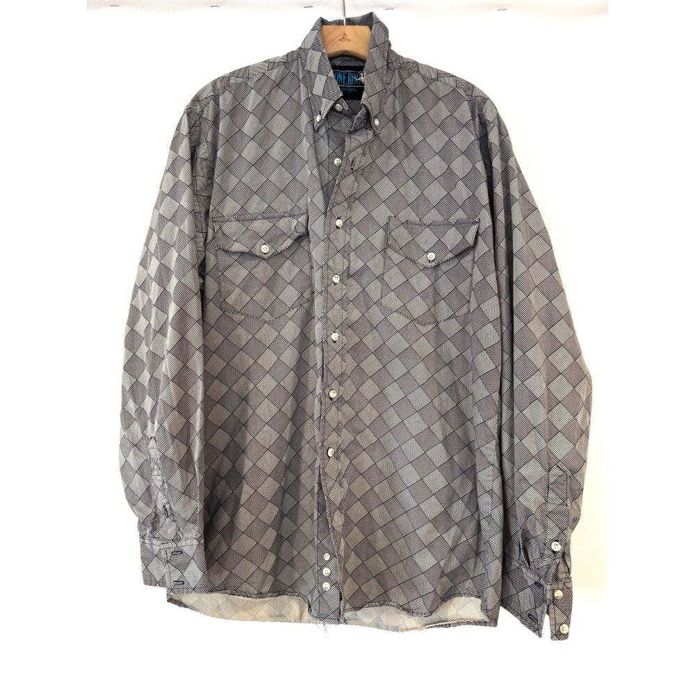 Vtg Roper Lone Roo Men's Western Wear Shirt Grey Large Button Down Collar